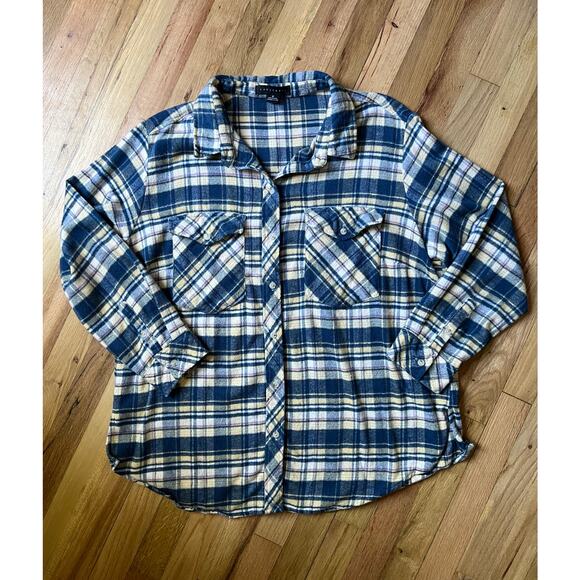Sanctuary Tops - Sanctuary Womens Soft Plaid Flannel Boyfriend Button Down Shirt Plus Size 1X